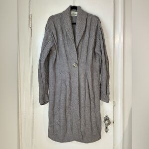 Aran Crafts Gray Cable Knit Long Cardigan